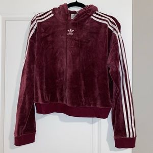 Adidas Crushed Velvet Burgundy Hoodie